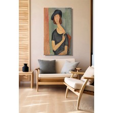 Şehber Amedeo Modigliani'nin Jeanne Hébuterne (Au Chapeau) Adlı Eseri Dikey Kanvas Tablo 4531