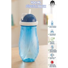 Muf Home Pratik Pipetli Çocuk Suluğu - Kolay Açılır Pipet Sistemli Okul ve Anaokulu Için Sızdırmaz Matara Bpa Içermez. 400 ml