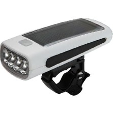 Bardakcı Bike Bisiklet Ön Far 4ledli USB Girişli - Güneş Enerjili-Şarj Edilebilir Pilli