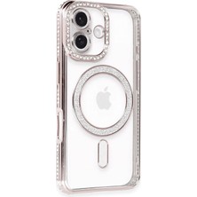 Mey Ithalat®  iPhone 16 Kılıf Joke Simli Magneticsafe Kılıf - Pembe