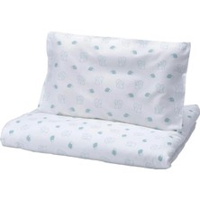 IKEA Len Beyaz Mavi 110X125 35X55 cm Bebek Nevresim Takimi