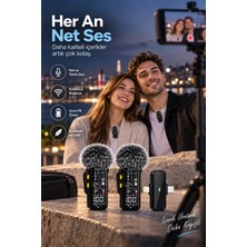 M Merc Giyim Kablosuz Çift Yaka Mikrofonu Gürültü Azaltma ve Dijital Ekranlı