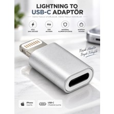 Lightning To Usb-C Dönüştürücü Adaptör iPhone Uyumlu Şarj ve Veri Aktarım Aparatı Kompakt Alüminyum Gövde