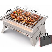 camp Steel Campsteel Paslanmaz Çelik Profesyonel Kamp Mangalı (Çantalı) 34x39