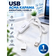 USB 2.0 - 1 Metre Açma Kapama Anahtarlı Uzatma Kablosu USB Erkek Dişi Güç Açma Kapama Şalterli Kablo