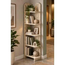 Sulorahome 5 Raflı Çok Amaçlı Dekoratif Kitaplık - Traverten Rengi