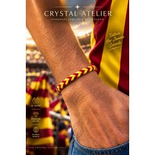 Crystal Atelier Sarı Kırmızı Taraftar Bileklik Sarı Kırmızı Ip Bileklik El Yapımı Makrome Ayarlanabilir Unisex Örgü Spor Maç Bilekliği