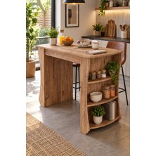 Sulorahome Raflı Çok Amaçlı Mutfak Adası ve Kahvaltı Masası 120X60 cm
