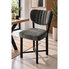 Sulorahome Kumaş Metal Modern Mutfak Sandalyesi Antrasit