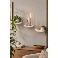 Sulorahome 3'lü Oval Duvar Rafı Mermer Desenli Beyaz