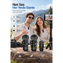 Teknodayım Teknocanmarketing 2.4g Kablosuz Çift Mikrofonlu Yaka Mikrofonu Içerik Üretim Seti