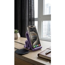Hisconcept Estetik Kıvrımlı Masaüstü Telefon Standı Tablet Standı Mor Renk - Modern Ofis ve Ev Aksesuarı Telefon Tutucu