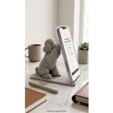 Hisconcept Royal Poodle Sevimli Köpek Figürlü Telefon Standı Tablet Standı – Dekoratif Masaüstü Cep Telefonu Tutucu