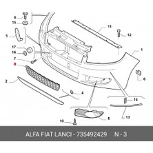 BSG Fiat Linea (2007 Yılında Çıkan Kasa) Ön Tampon Panjuru Gri Boyalı (Oem NO:735492429)