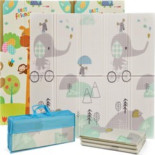 Happy Trend Trendy – Bebekler Için Oyun Matı, 180 x 120 Cm, Çift Taraflı, Yüksek Dolgulu Mat (1 cm Kalınlığında), Katlanabilir ve Taşıma Çantalı
