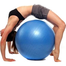 Happy Trend 65 cm Mavipilates Topu Yoga Plates Egzersiz Topu Ball + Şişirme Pompası Seti Mavi