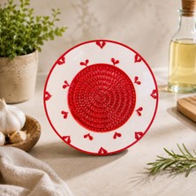 Happy Trend Yapımı Seramik Sarımsak Rendesi Rende Tabağı Zencefil, Parmesan, Çikolata ve Peynir Rendesi Sarımsak Ezici Dekoratif Mutfak Tabağı Çeyizlik Eşya, Scarlet Hearts