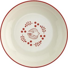 Happy Trend Red Bird Tabak Renkli Kuş Desenli 16 cm Porselen Servis Tabağı