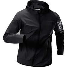 Happy Trend Co.erkek Sportif Run Baskılı Rüzgar ve Su Geçirmez File Astar Yürüyüş Spor Fitness Yağmurluk