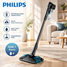 Philips 8000 Serisi Aqua Plus Kablosuz Dikey Süpürge, 25,2 V, 80 Dk Çalışma Süresi, Islak Kuru Temizlik,precisionpower Akıllı Başlık, LED Işık Akıllı
