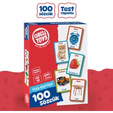 Circle Toys Bebek Eğitim Kartları – Türkçe-İngilizce 100 Sözcük, Renkli Çerçeveli Dayanıklı Kağıt Öğrenme Seti