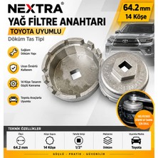 Nextra Toyota Yağ Filtresi Sökme Anahtarı 64.2 mm 14 Köşe 1/2” Döküm Tas Tipi Filtre Sökme Aparatı