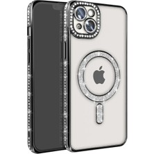 Bezos Apple iPhone 15 Uyumlu Kılıf Joke Simli Magneticsafe Kılıf - Siyah