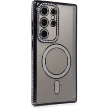 Bezos Samsung Galaxy S24 Ultra Uyumlu Kılıf Joke Simli Magneticsafe Kılıf - Siyah