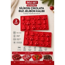 Stork 2 Adet 15 Figürlü Silikon Yılbaşı Çikolata Kalıbı – Buz, Jelibon, Şekerleme ve Mini Kek Kalıbı