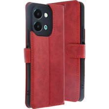Marsilyan™- Vivo Y28 Kılıf Trend S Plus Kapaklı Kılıf - Kırmızı