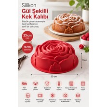Stork Silikon Büyük Gül Şekilli Kek Kalıbı 23 cm x 9 cm – Yapışmaz Isıya Dayanıklı Büyük Çiçek Kek ve Pasta Kalıbı