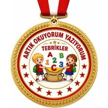 Lider Baskı 5 Adet Artık Okuyorum Yazıyorum (Tebrikler) Madalyası - Dijital Baskılı  Madalya