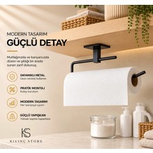 Esmana Living Siyah Kağıt Rulo Havluluk Peçetelik Yapışkanlı Tasarım Askı