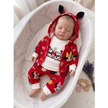 Neat Kids Kız Bebek Minnie Mouse 3 Parça Hırka Pantolon Uzun Kollu Zıbın Takım