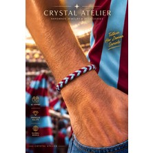 Crystal Atelier Bordo Mavi Taraftar Bileklik Bordo Mavi Ip Bileklik El Yapımı Makrome Ayarlanabilir Unisex Örgü Spor Maç Bilekliği