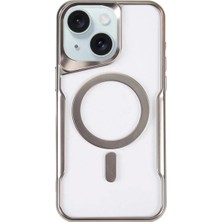 Mey Ithalat®  iPhone 15 Plus Kılıf Boyi Magsafe Silikon Kapak - Gümüş