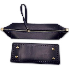 Oxford İplik Clutch Çanta Seti Portföy Zarf Model Bilek Askılı Küçük Boy (25CMX10CM) Lacivert