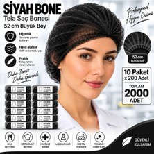 OEM Saç Bonesi Siyah Tela 52 cm Büyük Boy – 10 Paket x 200 Adet – Toplam 2000 Adet