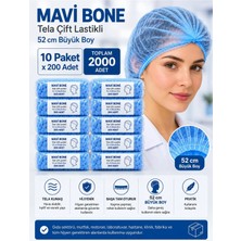 OEM Saç Bonesi - Mavi Tela Kumaş 52 cm Büyük Boy Çift Lastikli – 10 Paket x 200 Adet – Toplam 2000 Adet