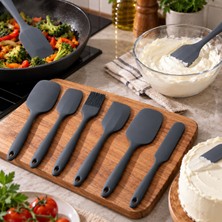 6’lı Silikon Mutfak Gereçleri Seti Spatula ve Fırça Seti Bpa Içermez 230°C Isıya Dayanıklı