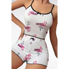 Fashioncolic Flamingo Askılı Şort Takım