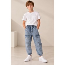 Ugly Duck Paçası ve Beli Lastikli Kot Pantolon - Kot Mavisi  05-09 Yaş