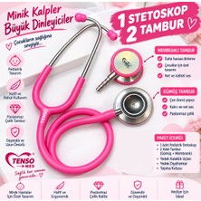 Tenso Pediatrik Çocuk Stetoskop I Yetişkin Stetoskopu I Çift Tamburlu Kişiye Özel Isim Yazılı Steteskop I Pembe Stetoskop
