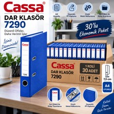 Cassa 7290 Dar Plastik Mavi Büro Klasörü A4 – 30 Adet Avantajlı Paket