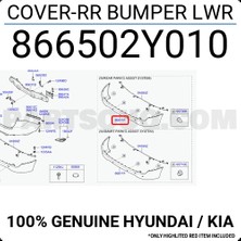 TŞT Hyundai İX35 Arka Tampon Alt Çekı Demir Kapağı Klı 2009-  (Oem No:  866502Y010)