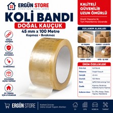 Ergün Store 1 Adet Koli Bandı 45 mm x 100 mt Şeffaf Güçlü Yapışkanlı Kopmayan , Bırakmayan Koli Bant