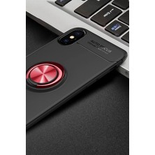 Mey Ithalat®  iPhone Xs Max Kılıf Range Yüzüklü Silikon - Siyah-Kırmızı