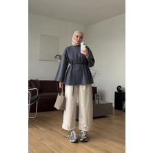 Miraydin Butik Kadın Seyyar Bağlamalı Oy-Sho Kumaş Tunik M62410 - Füme