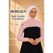 Moresun Balıkçı Yaka Boyunluklu Kolluk - Likralı Kadın Body Tesettür Crop Bolero