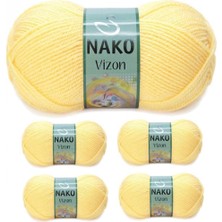 Pileli Store 5 Adet Vizon Premium Akrilik El Örgü Ipi Yünü Renk NO:215 Saman Sarı